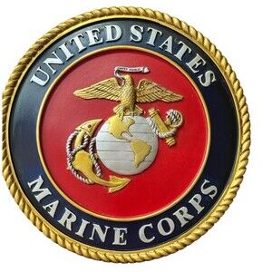 Vintage US Marine Corps Hanging Emblem Plaque Poured Plaster 3D 1980s 9-1/2"